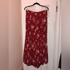Floral Red Maxi Skirt